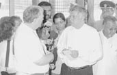 UNP leader and Prime Minister elect Ranil Wickremesinghe in conversation with John Cushnahan head of the EU election observation team