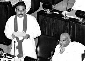 President Mahinda Rajapaksa delivering the budget speech