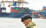 In the aftermath of aborted LTTE attack, the Colombo port was under close watch by security personnel yesterday.