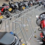 Fort No takers: Bicycle stands are vacant as motorbikes remain the more popular form of transport. Pic by M A Pushpa Kumara