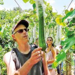 Admiring vegetable grown with organic fertiliser