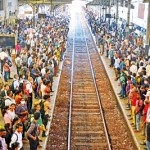 Commuters stranded due to a train strike. Pix by M A Pushpa Kumara
