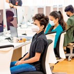 Thilini and Supuni, students from Sri Lanka at a design class