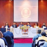 From left to right; Rishmi Samaradiwakara- President of the Student Activity Club of APIIT, Dharani Balasubramaneam- Chairperson of Extravaganza’23, Bandula Egodage- Chairman of APIIT Lanka, Dilantha Malagamuwa - Renowed Car Racer, Vithara Mannage - Patron of the Student Activity Club of APIIT and Rukaiya Shahabdeen- Co-chairperson of Extravaganza’23.