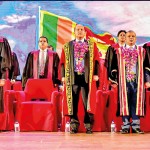 Chief Guest flanked by Council Members of CA Sri Lanka rise for the National Anthem