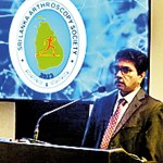 The President of the Sri Lanka Arthroscopy Society (SLAS), Dr. Dilshan Munidasa, at the inauguration of the SLAS.