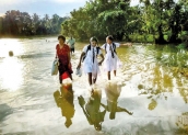 What weather? Children brave the elements to learn