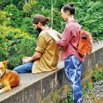 Nine Arches Bridge: Live and let live: Tourists and a dog enjoy a quiet moment Pix by Nilan Maligaspe