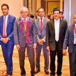 Deshamanya Mahesh Amalean, Chairman of MAS Holdings, Dr. Nandalal Weerasinghe, Governor of Central Bank being welcome by CA Sri Lanka’s President Mr. Heshana Kuruppu, Vice President Mr. Tishan Subasinghe, outgoing President Mr. Sanjaya Bandara and CEO Mr. Asoka Piyadigama.
