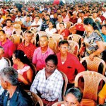 A section of the crowd at the SLPP rally at Campbell Park. Note the empty chairs