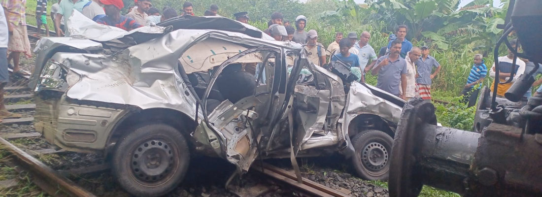 Two die in car-train collision at Enderamulla’s unprotected crossing