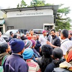 Scenes that broke out after a group accompanying Mr. Thondaman stormed  into Pedro Estate's tea factory. Pix by R.F.M.Suhel
