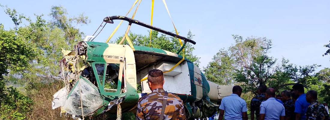 SLAF probe team begins investigation at Bell 212 helicopter crash site