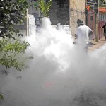 Public health workers in dengue combat operations in Colombo. Pix by Akila Jayawardena