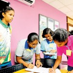 Girls from Jaffna engaging  in a climate action education session
