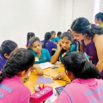 Girls from Matara engaging  in a climate action education session