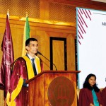Prof. Kapila Seneviratne, the guest of honour of the induction ceremony addressing the gathering