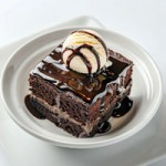 Chocolate Cake or Chocolate Castella with ice cream  and chocolate