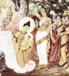 Painting of the birth of Prince Siddhartha