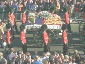 flag-draped casket of Diana