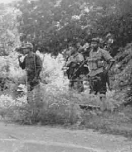 soldiers guards the spot where the ambulance was ambushed