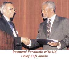 Desmond Fernando with UN Chief Kofi Annan