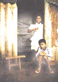 Two children in a refugee camp