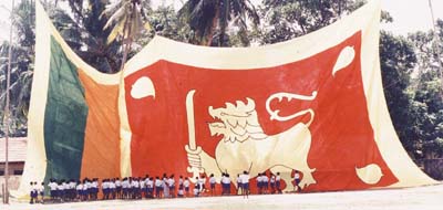 [Sri Lanka's largest ever national flag]