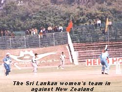 The Sri Lankan Women's team in action against New Zealand