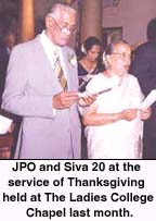 JPO and Siva 50 at the service of Thanksgiving held at The Ladies College Chapel last month.