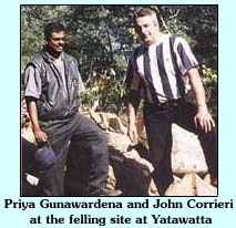 Priya Gunaeardena and John Corrieri at the felling site at Yatawatta