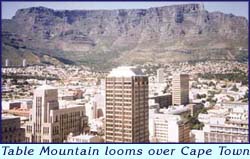 Table Mountain looms over Cape Town