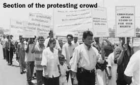 Section of the protesting crowd