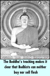 The Buddha's teaching makes it clear that Buddhists can neither buy nor sell flesh