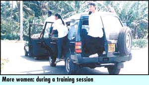 More women: during a training session