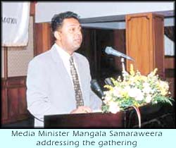 Media Minister Mangala Samaraweera addressing the