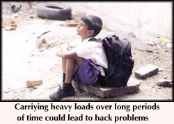 Carrying heavy loads long periods of time could lead to back problems