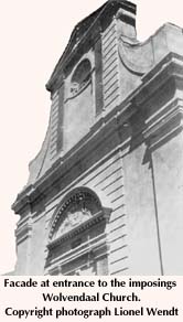 Facade at entrance to the imposings Wolvendaal Church